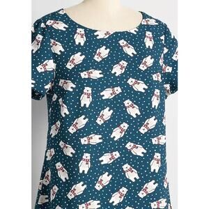 Plus Size 4x by ModCloth Polar Bear Theme Christmas Holiday Blouse Tshirt top